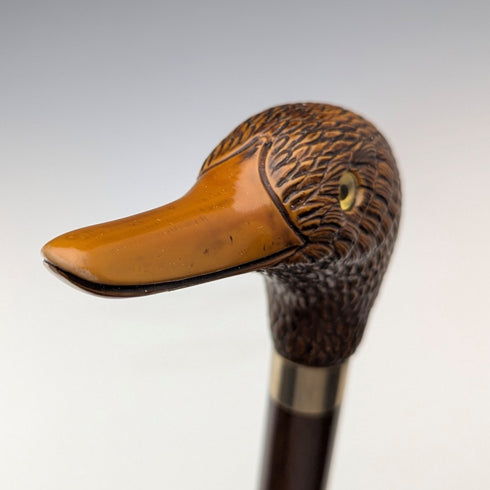 英国ヴィンテージ 紳士用ステッキ 樹脂製ダッグヘッドハンドル 91cm